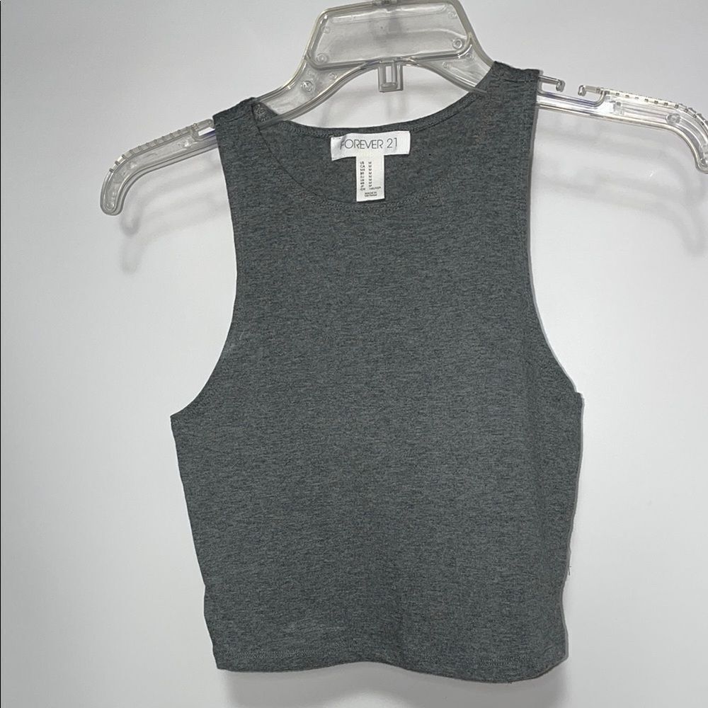Forever 21 Gray Fitted Crop Tank Top